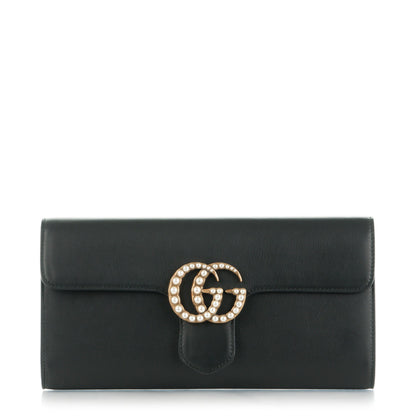 Gucci Calfskin Pearly GG Marmont Clutch Black 1 of 7