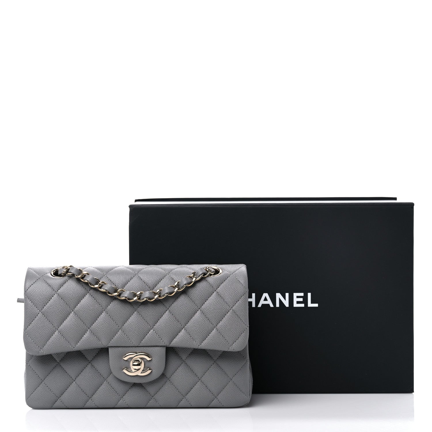 Chanel Caviar Quilted Small Double Flap Grey 10 of 10