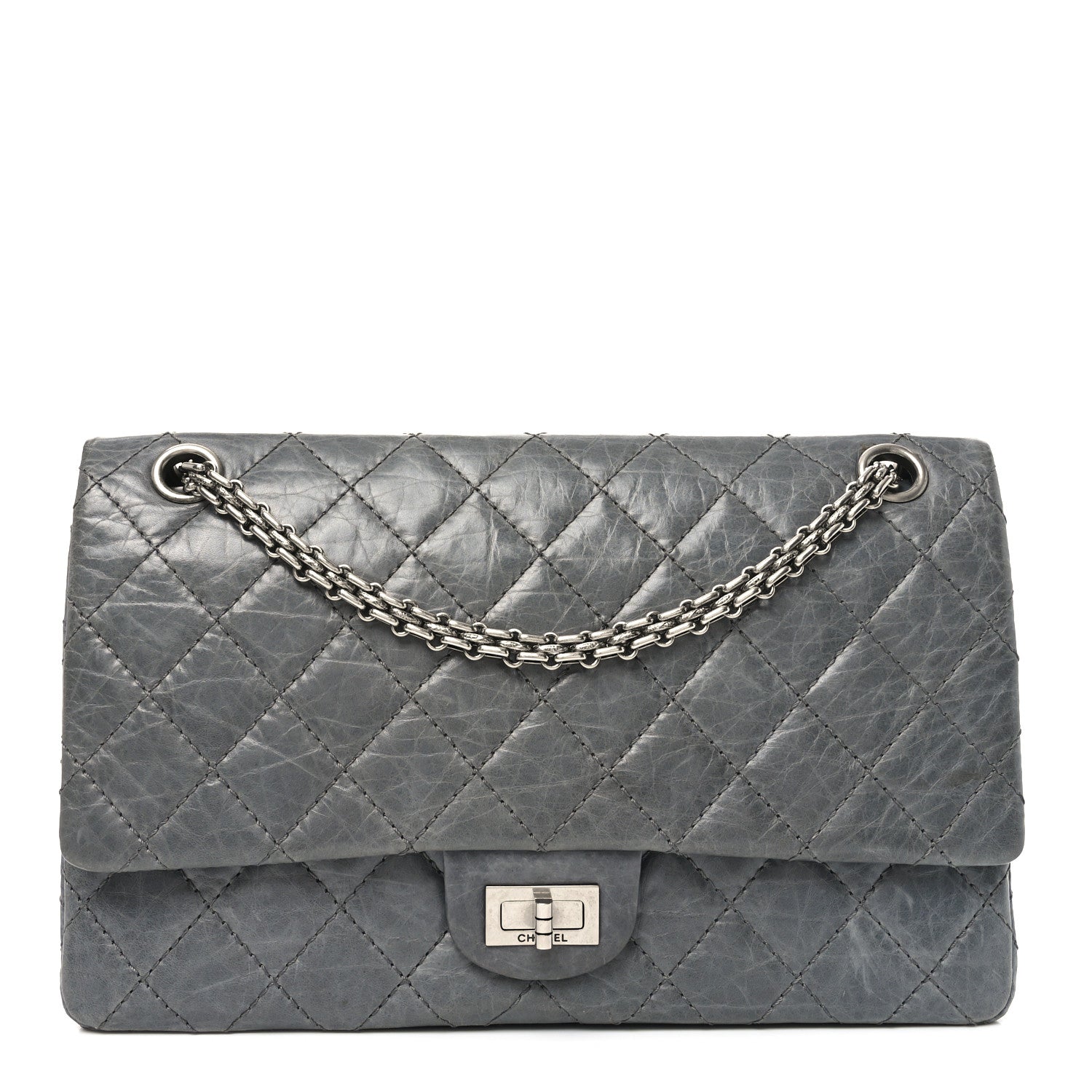 Chanel Aged Calfskin Quilted 50th Anniversary 2.55 Reissue Flap 226 Grey 1 of 10