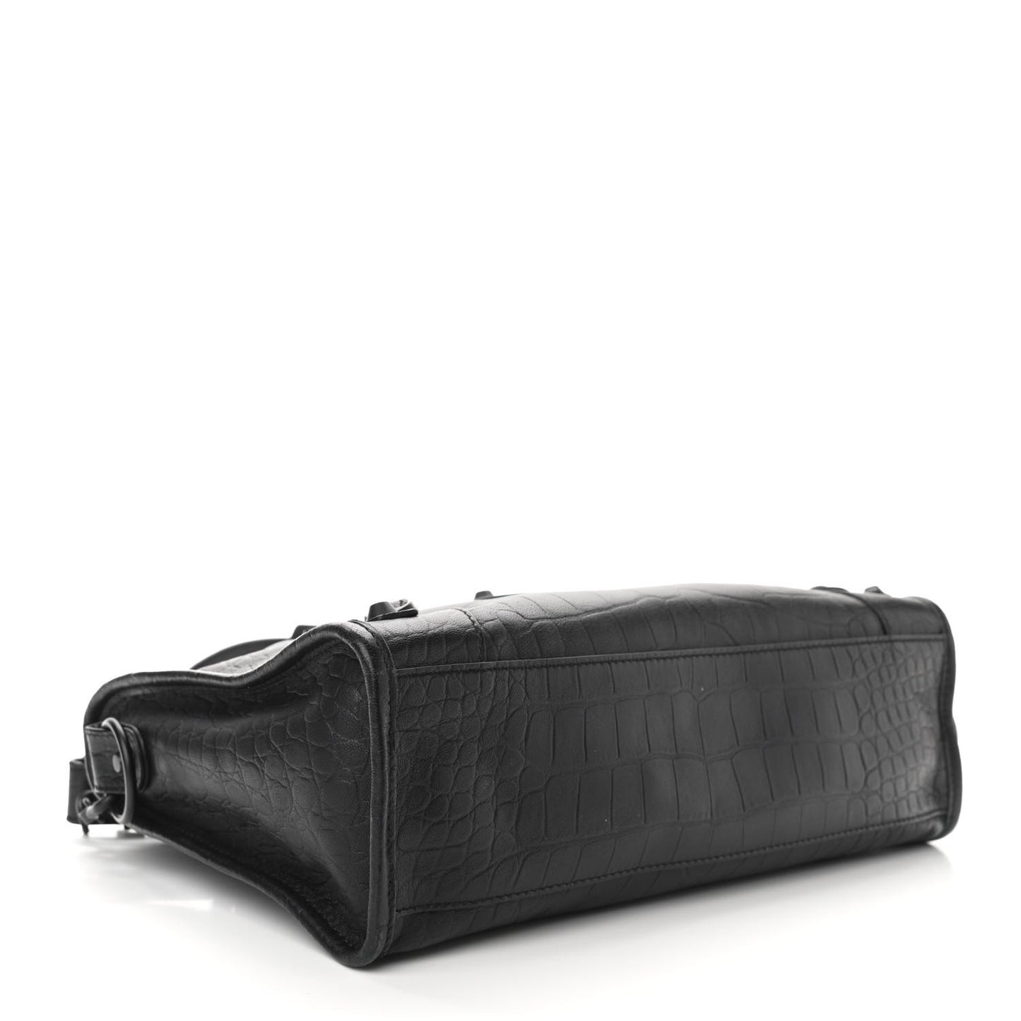 Matte Supple Lambskin Crocodile Embossed Classic Black Hardware S City Black