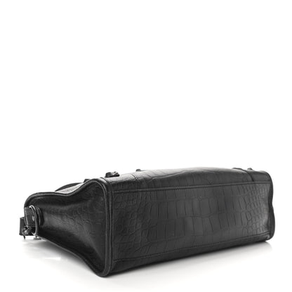 Balenciaga Matte Supple Lambskin Crocodile Embossed Classic Black Hardware S City Black 3 of 9