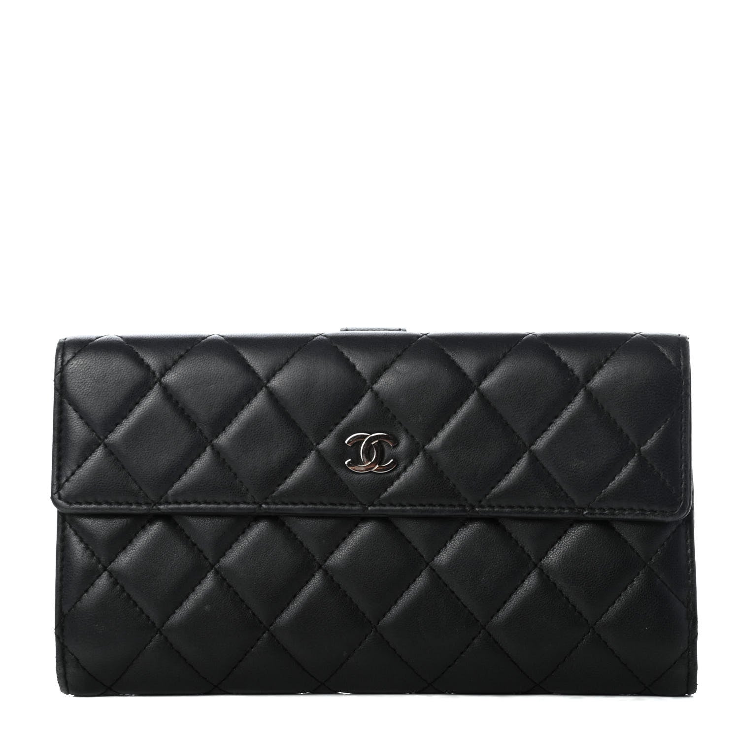 Chanel Lambskin Quilted Long Flap Wallet Black 2 of 23