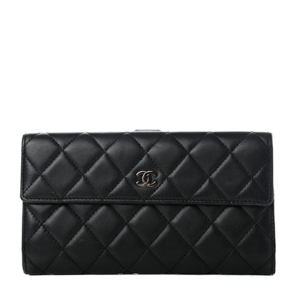 Chanel Lambskin Quilted Long Flap Wallet Black 2 of 23