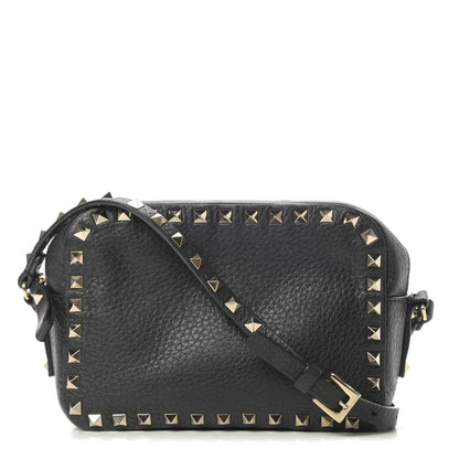 Valentino Garavani Pebbled Calfskin Rockstud Camera Crossbody Bag Black 1 of 16