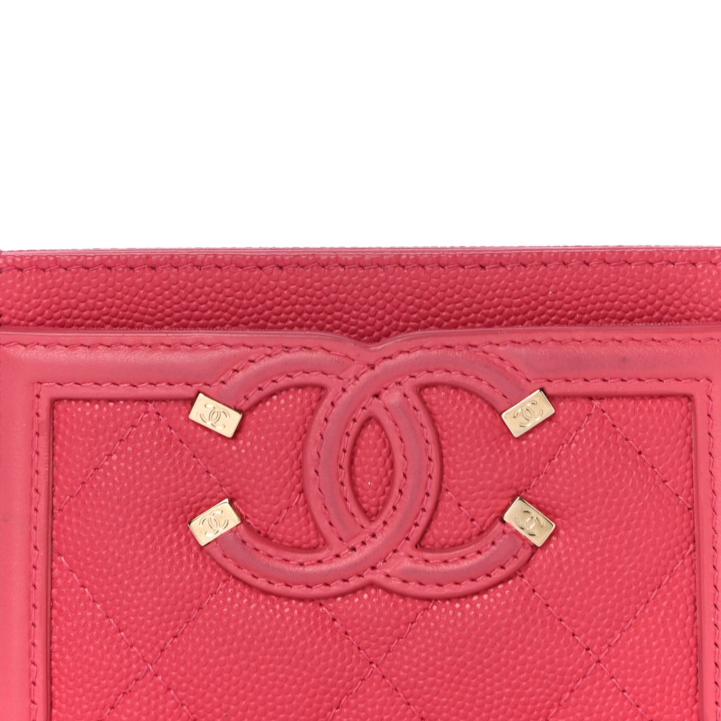 Caviar Quilted Filigree Card Holder Pink