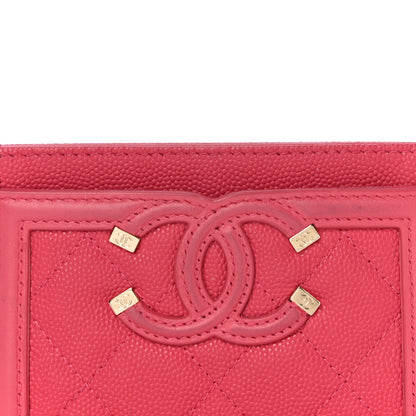 Chanel Caviar Quilted Filigree Card Holder Pink 9 of 17