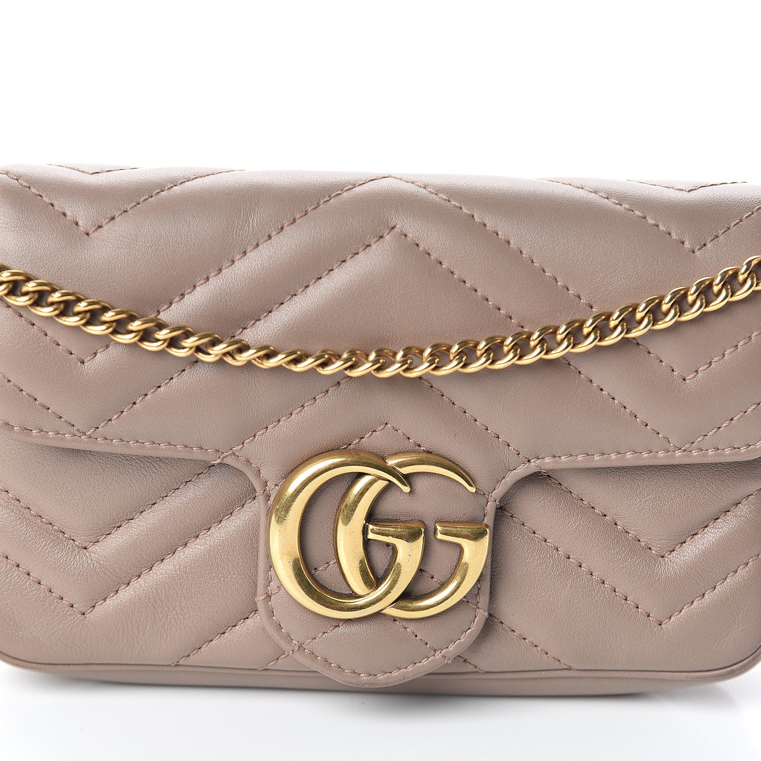 Gucci Calfskin Matelasse Super Mini GG Marmont Shoulder Bag Porcelain Rose 10 of 15