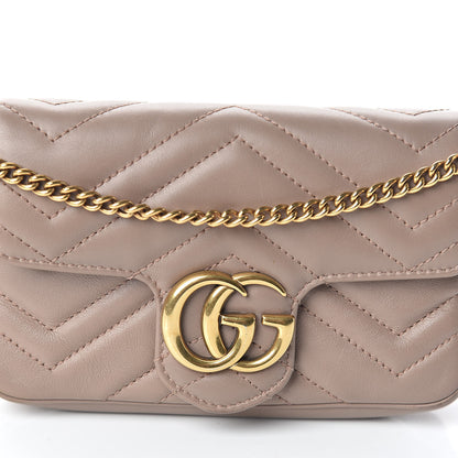 Gucci Calfskin Matelasse Super Mini GG Marmont Shoulder Bag Porcelain Rose 10 of 15