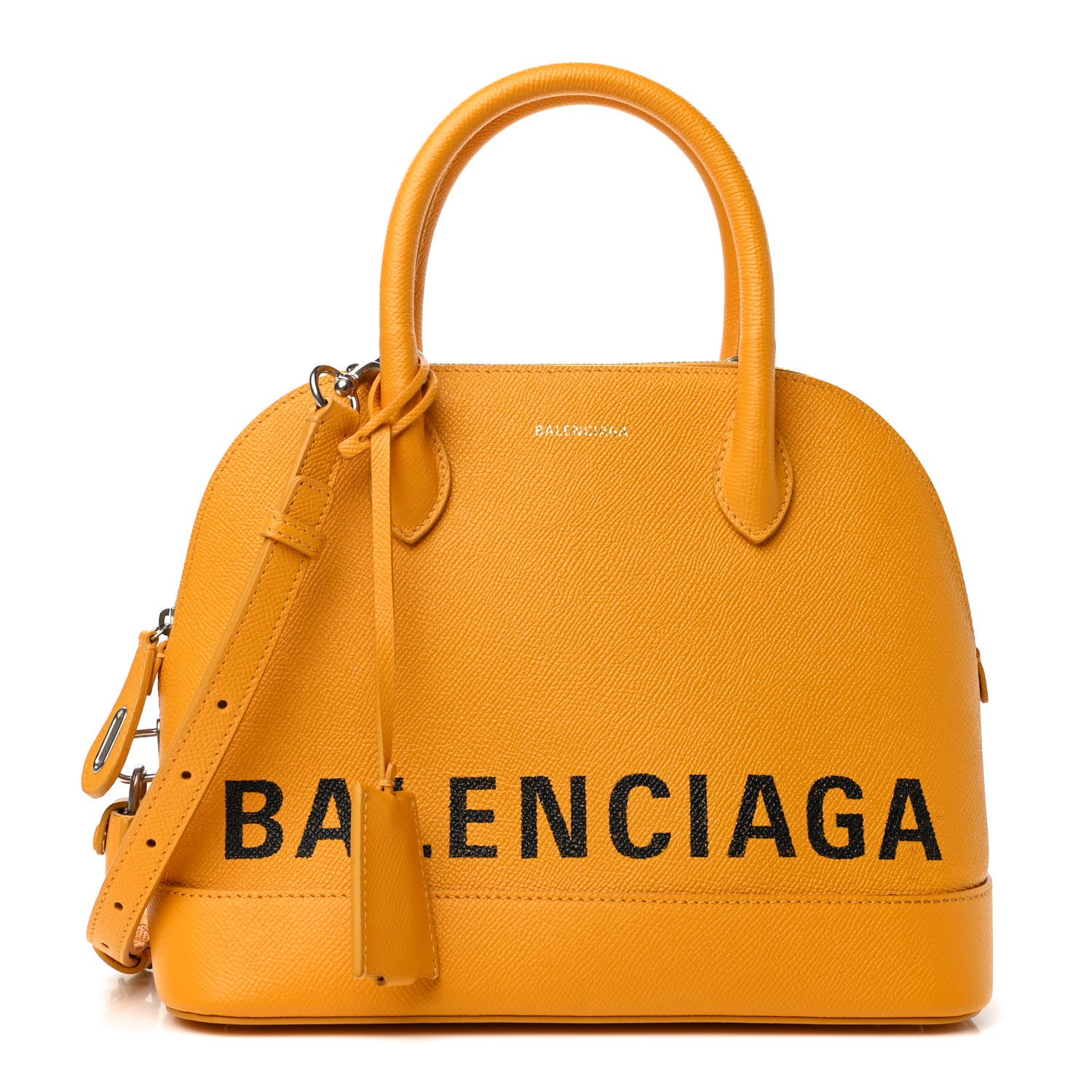 Balenciaga Signature Grained Calfskin Logo S Ville Top Handle Bag Yellow Black 1 of 9