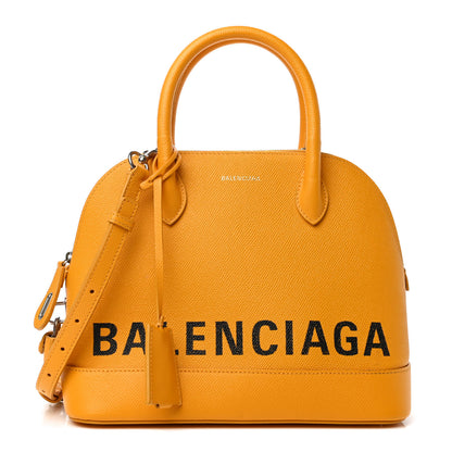 Balenciaga Signature Grained Calfskin Logo S Ville Top Handle Bag Yellow Black 1 of 9