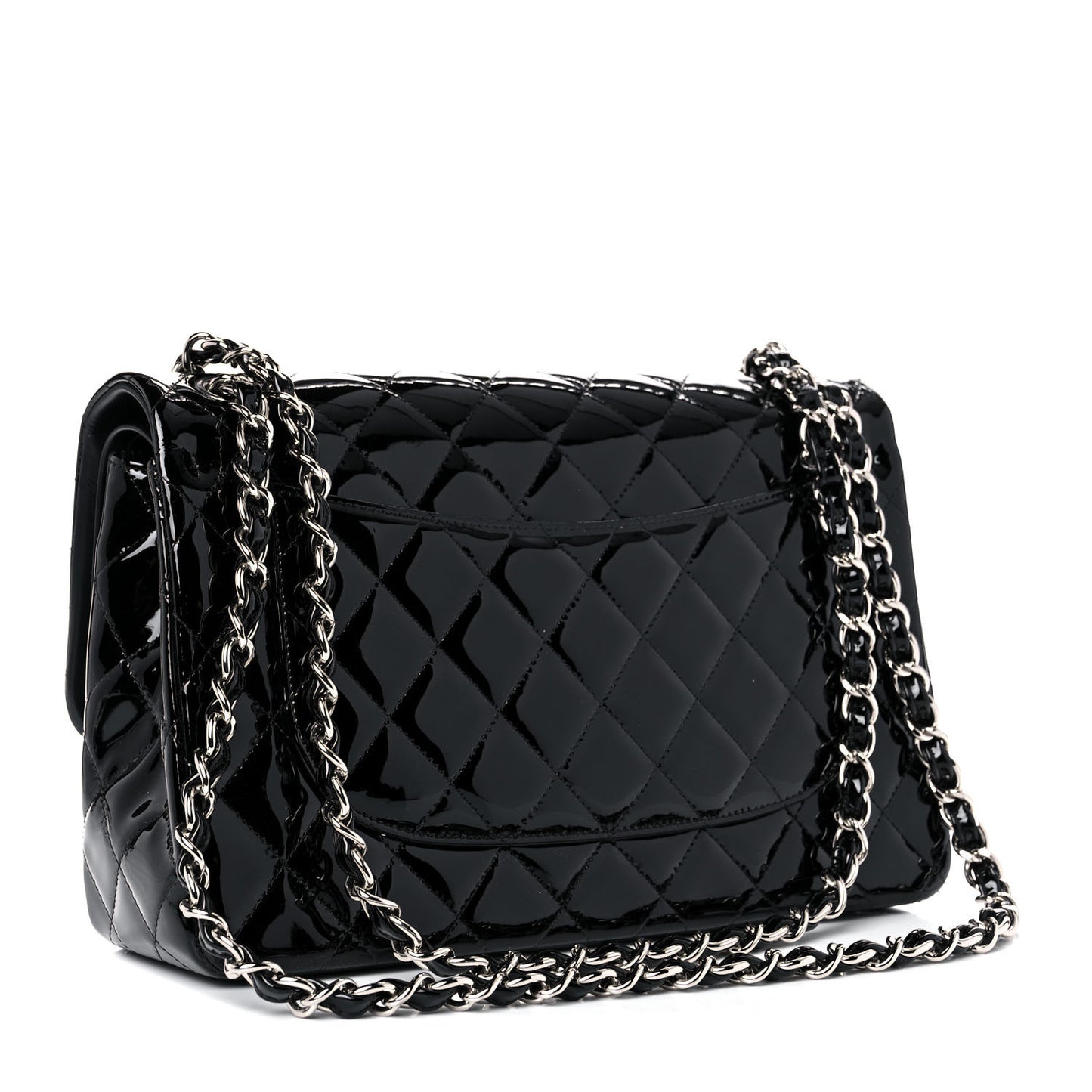 Patent Quilted Jumbo Double Flap Black