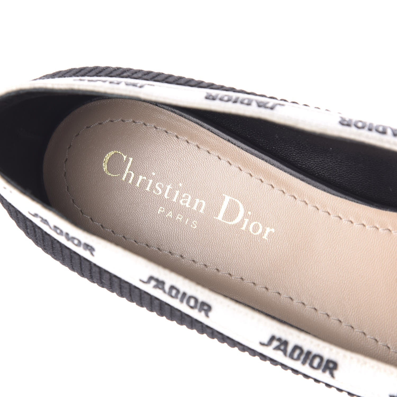 Christian Dior Fabric Ribbon Embroidered J'Adior Ballet Flats 39.5 Black 8 of 12