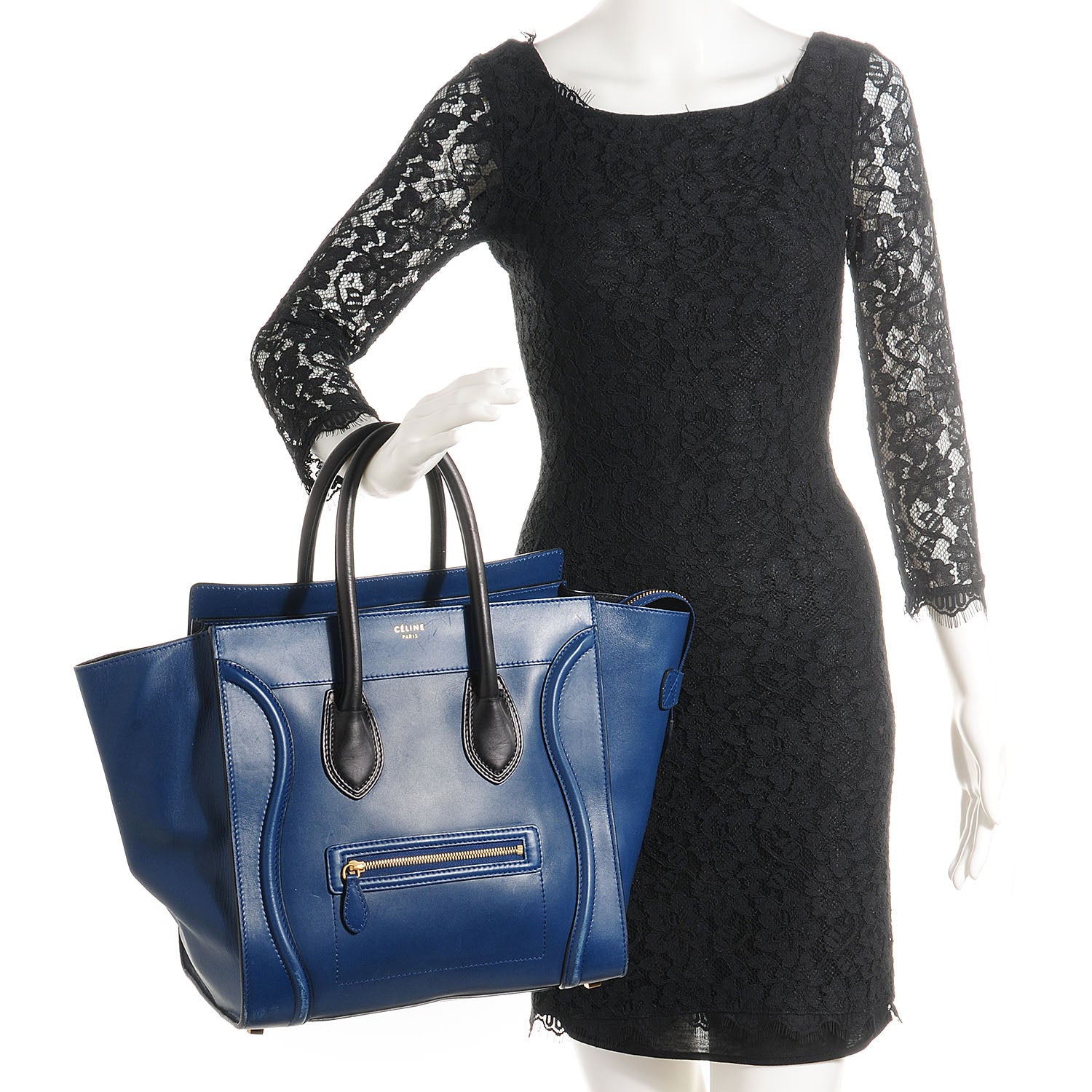 Celine Smooth Calfskin Mini Luggage Ocean Blue 2 of 8