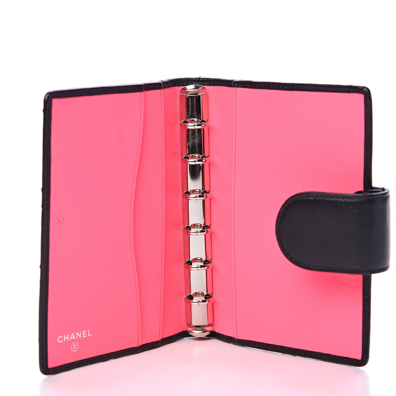 Chanel Calfskin Quilted Small Cambon Agenda Planner Black White 4 of 10