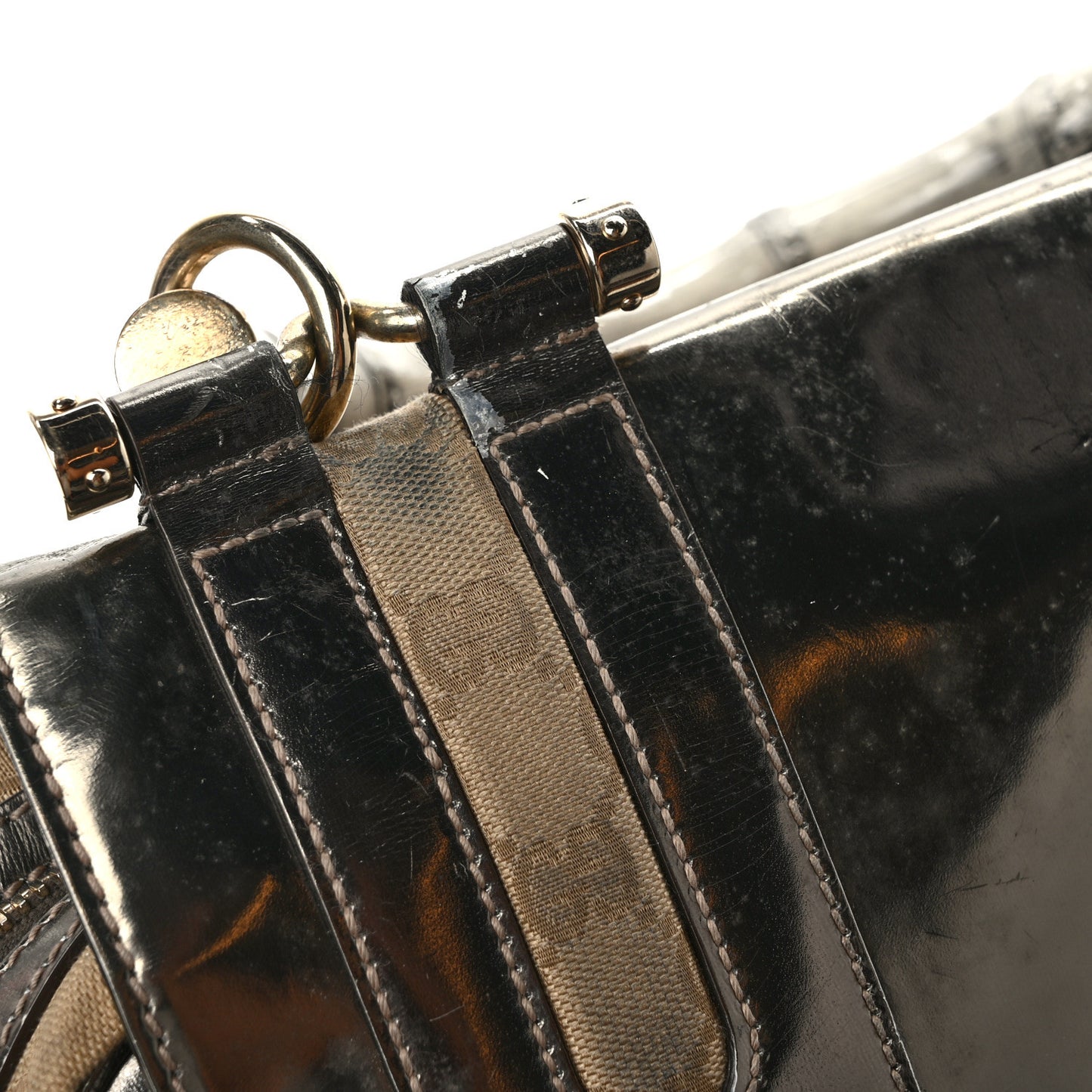 Monogram Pop Bamboo Large Top Handle Tote Pewter
