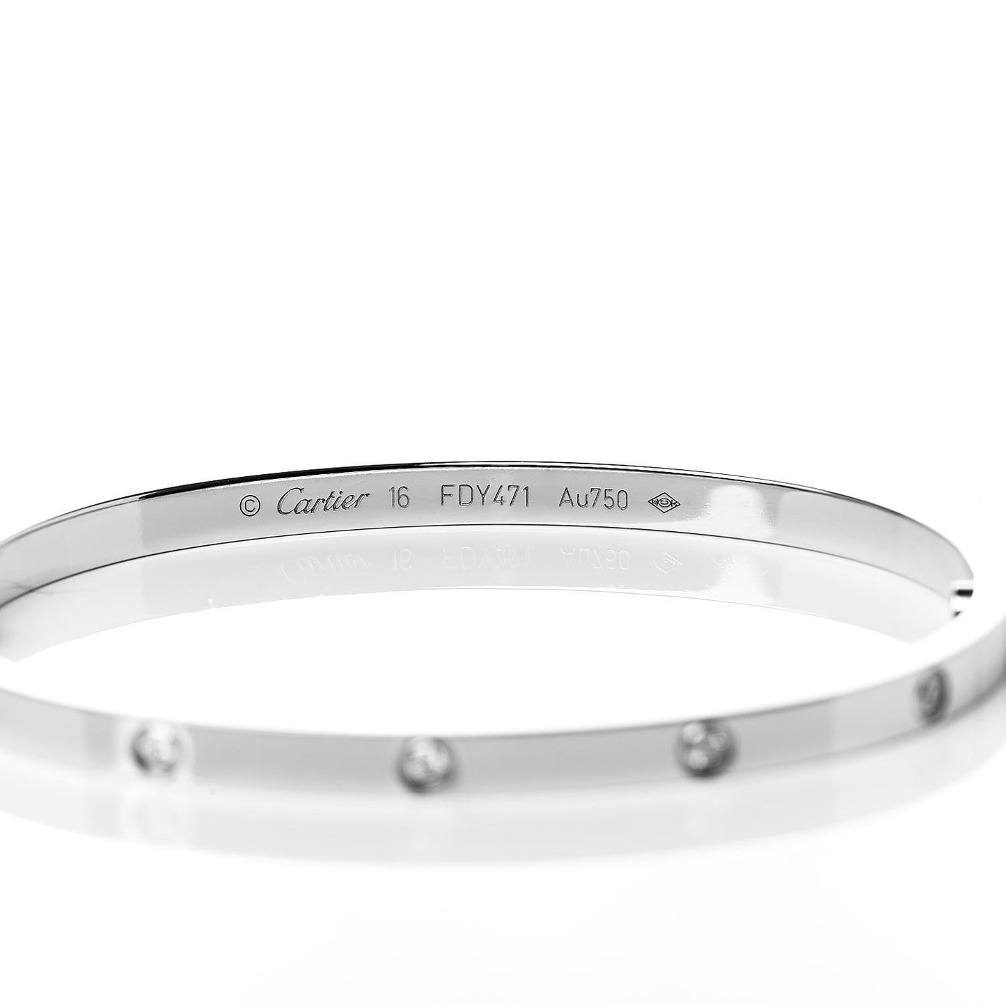 18K White Gold 10 Diamond Small LOVE Bracelet 16