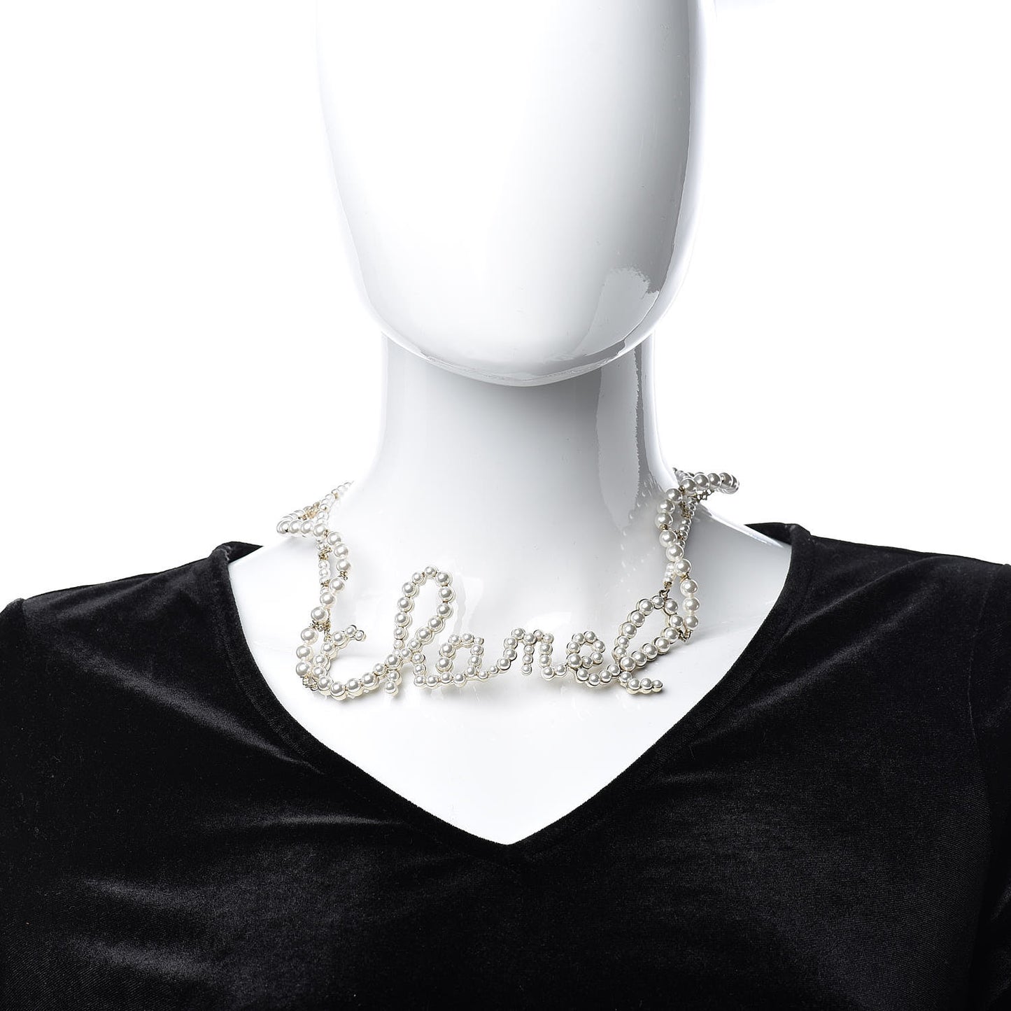 Metal Glass Swirling Pearls Necklace Gold