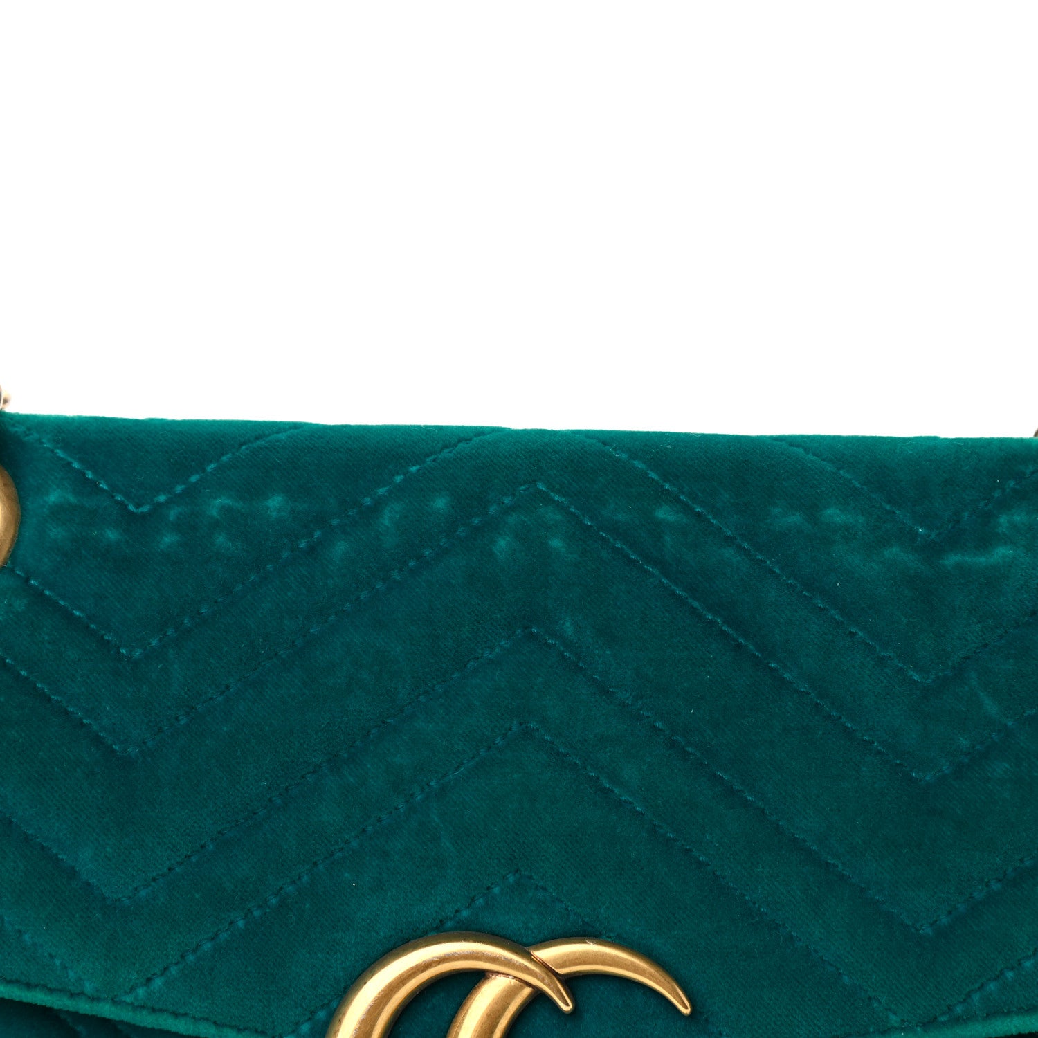 Gucci Velvet Matelasse Small GG Marmont Shoulder Bag Pavone Cyan 11 of 11