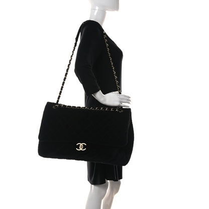Chanel Suede Quilted XXL Travel Flap Bag Black 2 of 10