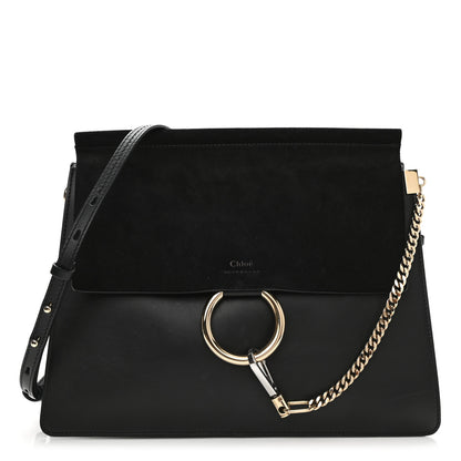 Chloe Suede Calfskin Medium Faye Shoulder Bag Black 1 of 16