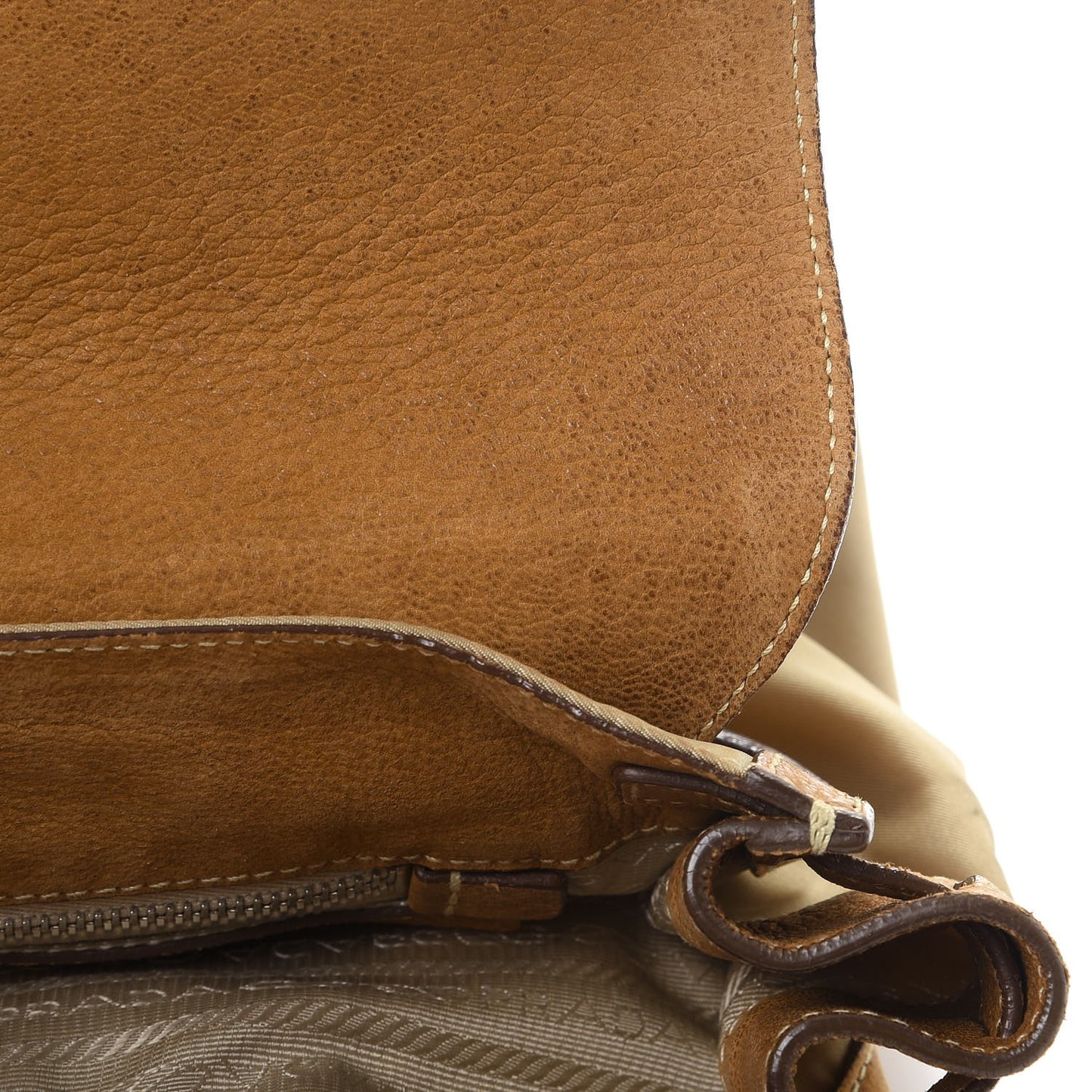 Tessuto Nylon Calfskin Pushlock Satchel Brown