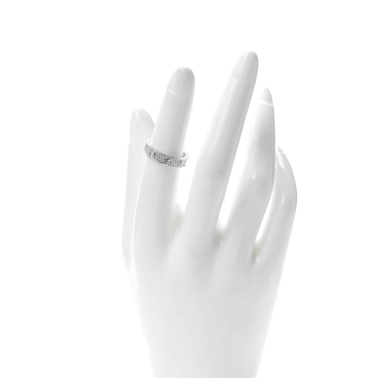 Cartier 18K White Gold Diamond 4mm LOVE Wedding Paved Band Ring 51 5.75 2 of 5