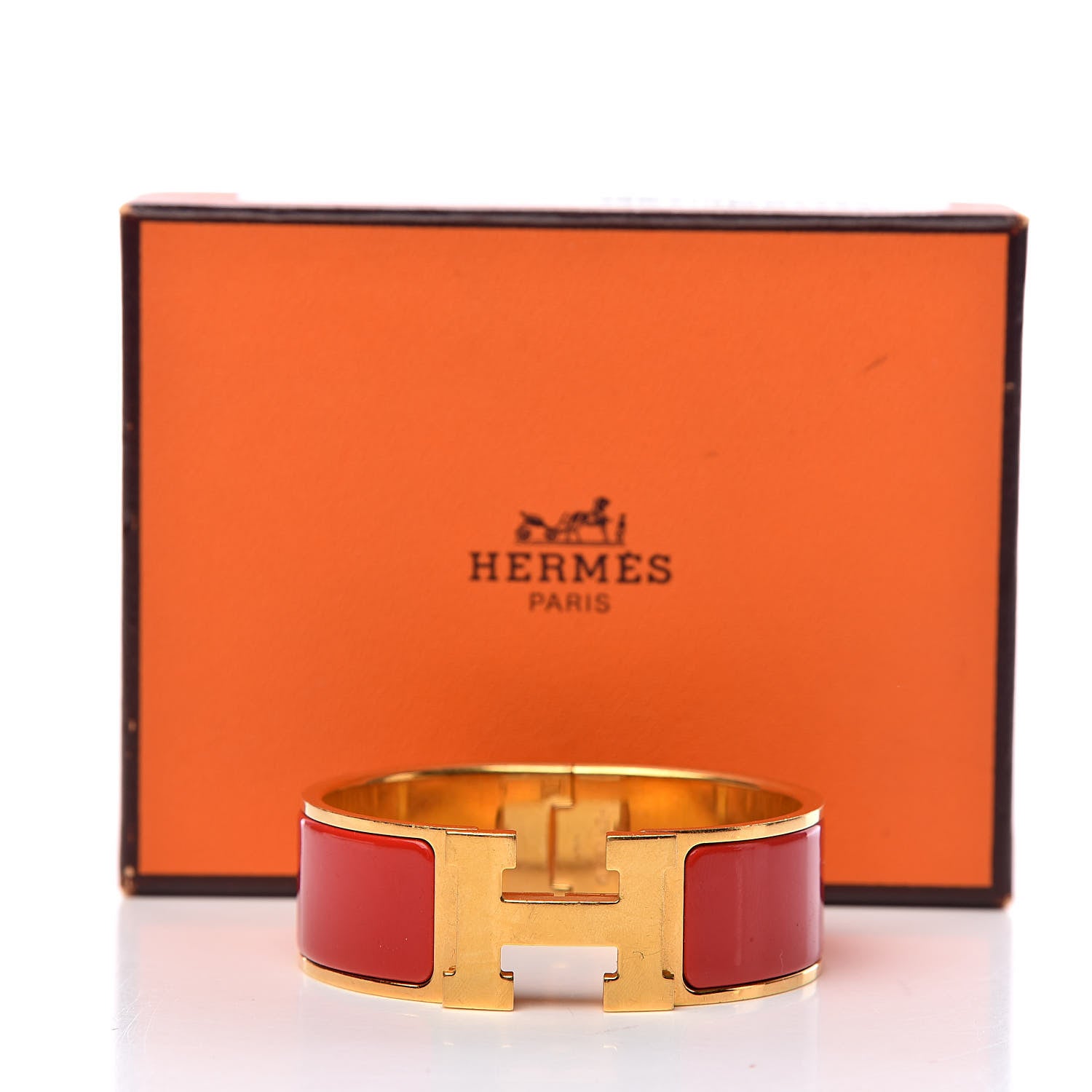 Hermes Enamel Wide Clic Clac H Bracelet PM Red 5 of 5