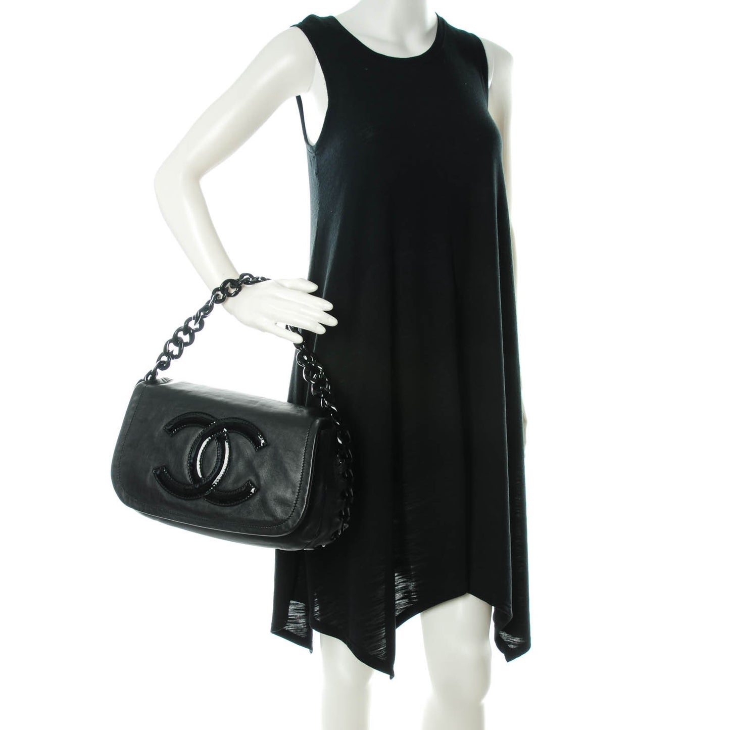 Calfskin Modern Chain Rhodoid Flap Black