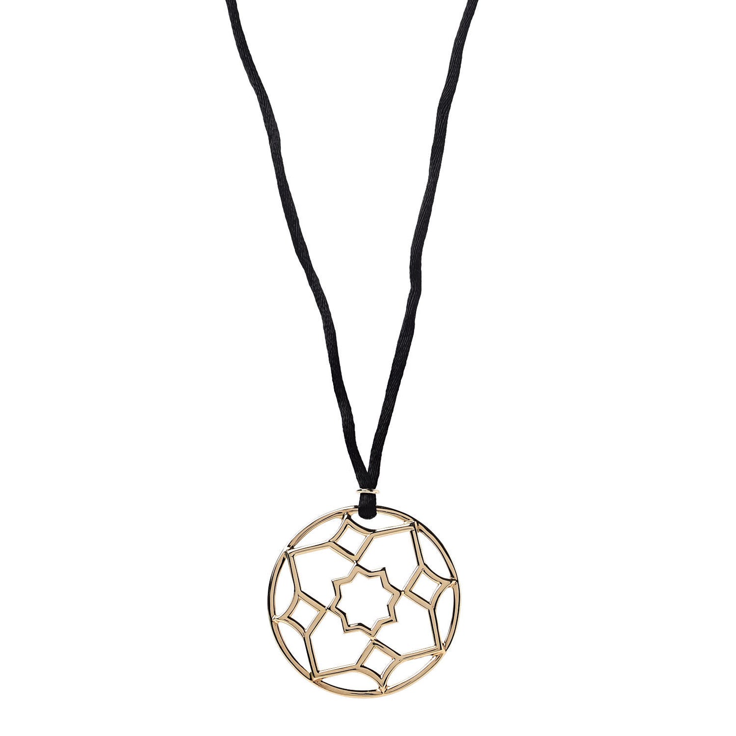 18K Yellow Gold Paloma Picasso Zellige Medallion Pendant Cord Necklace