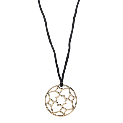 Tiffany 18K Yellow Gold Paloma Picasso Zellige Medallion Pendant Cord Necklace 1 of 6