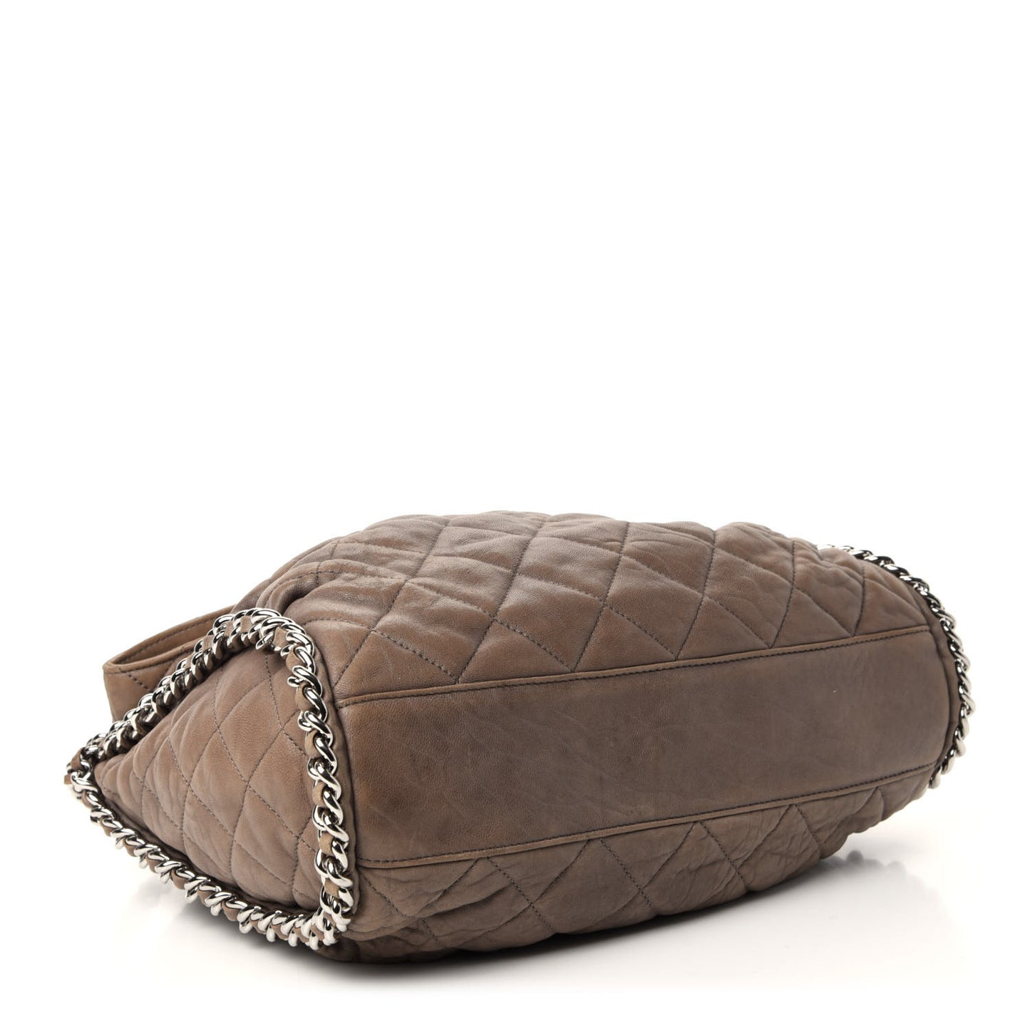 Washed Lambskin Chain Around Hobo Taupe