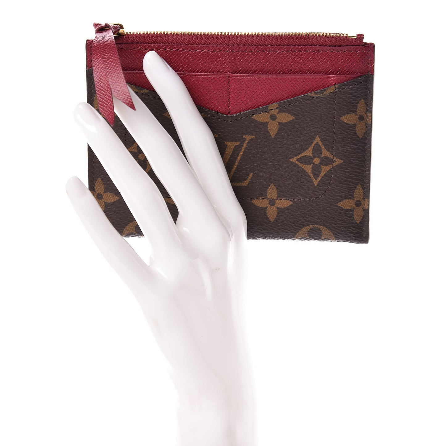 Monogram Zipped Card Holder Fuchsia