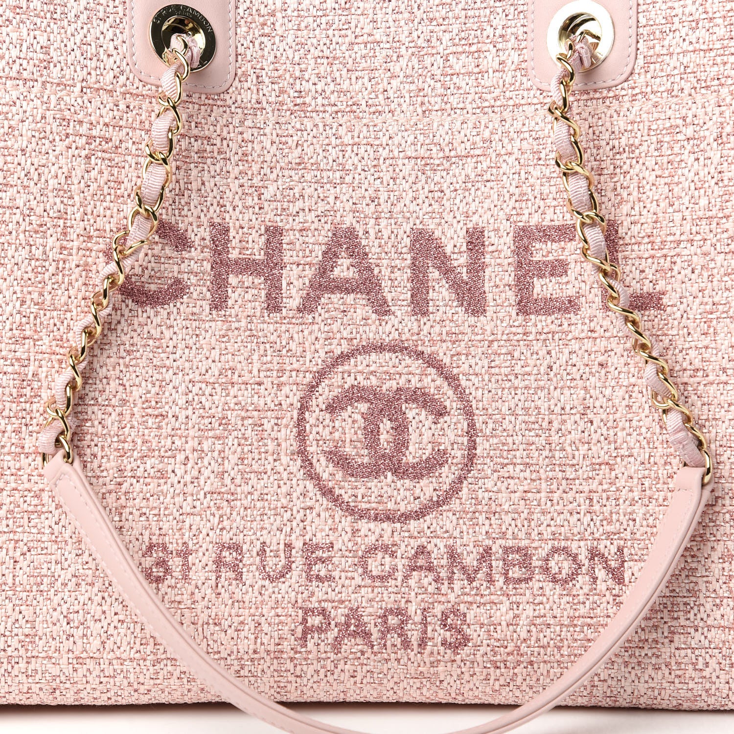 Chanel Straw Lurex Small Deauville Tote Pink 10 of 10
