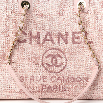 Chanel Straw Lurex Small Deauville Tote Pink 10 of 10