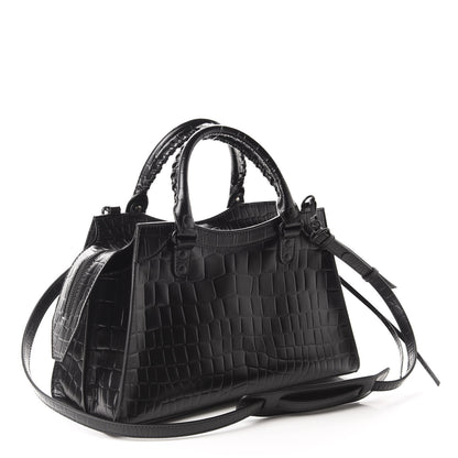 Balenciaga Semi Shiny Calfskin Crocodile Embossed Neo Classic Black Hardware S City Black 3 of 10