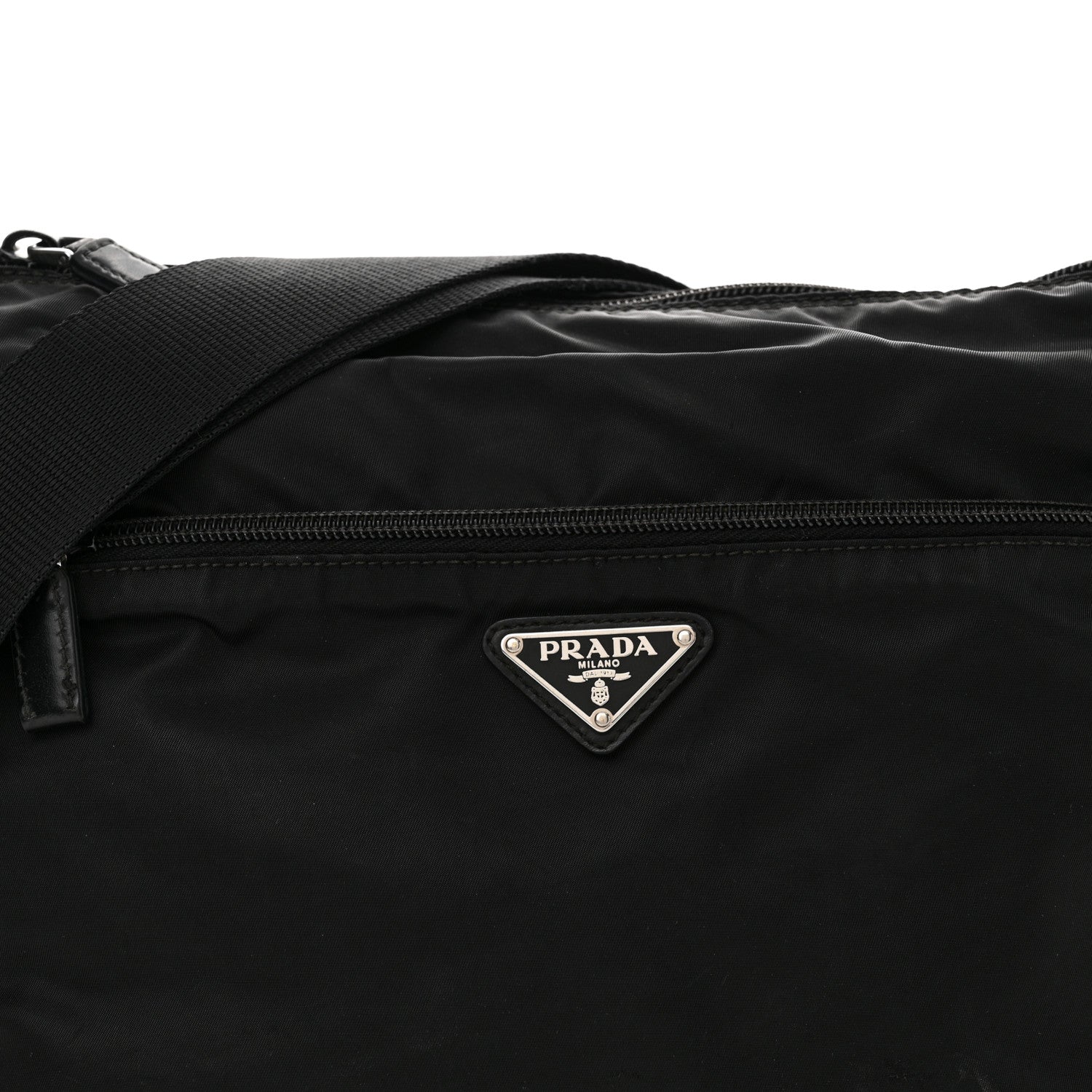 Prada Re-Nylon Vela Saffiano Pocket Double Zip Shoulder Bag Black 7 of 14