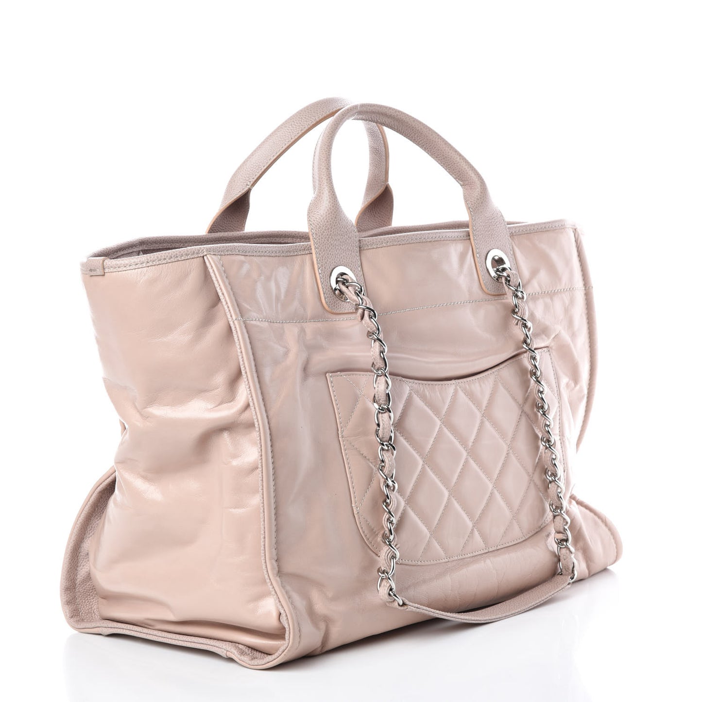 Glazed Calfskin Large Deauville Tote Light Pink