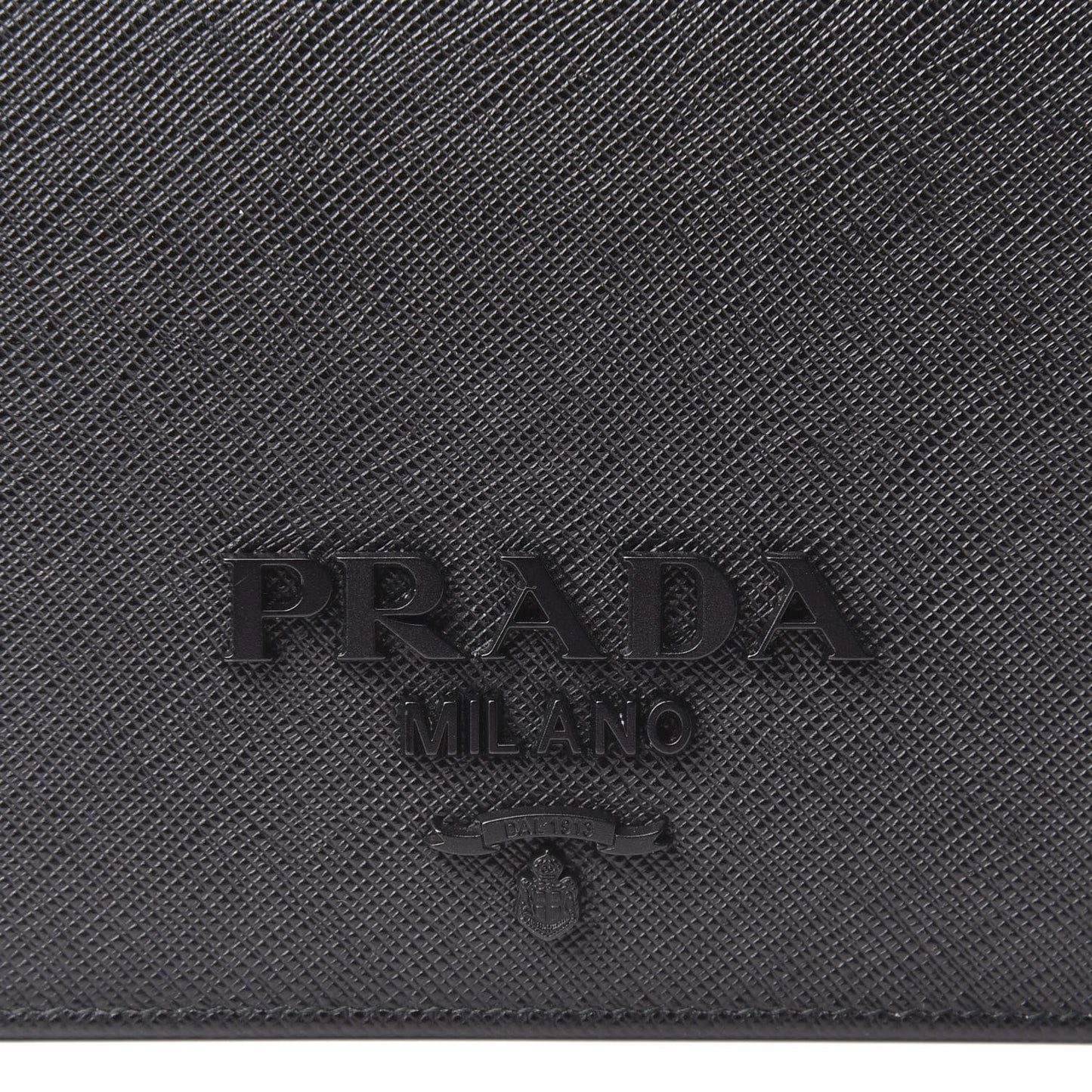 Saffiano Lux Monochrome Chain Wallet Black