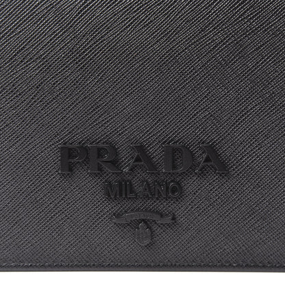 Prada Saffiano Lux Monochrome Chain Wallet Black 7 of 10