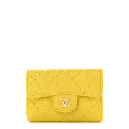 Chanel Caviar Quilted Classic 4 Key Holder Wallet Yellow 1 of 13
