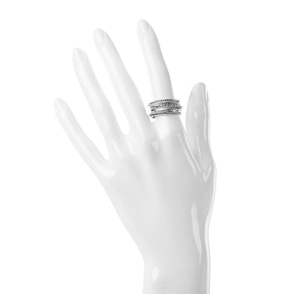 David Yurman Sterling Silver Diamond 12mm Wide Crossover Cable Ring 53 6.5 2 of 4