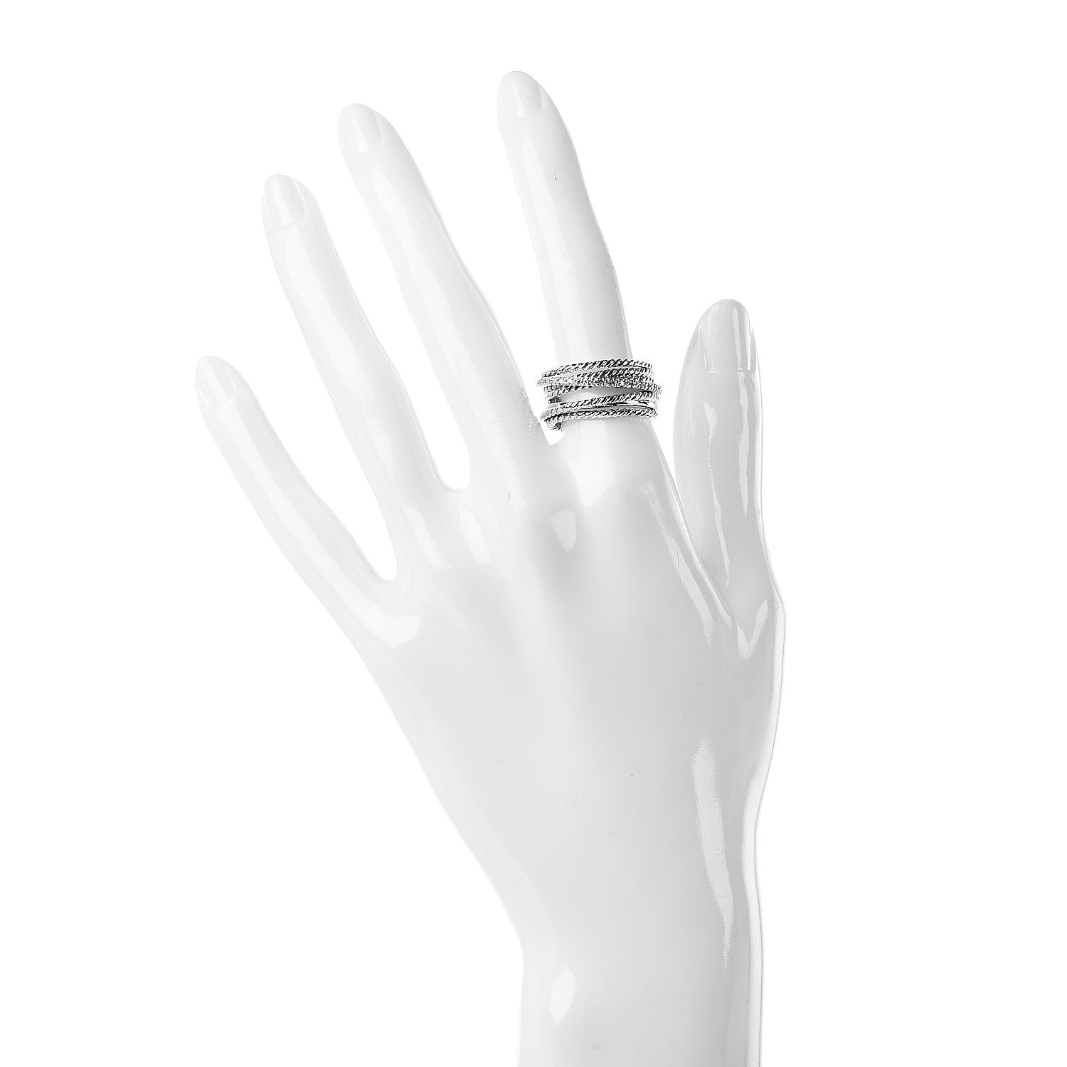David Yurman Sterling Silver Diamond 12mm Wide Crossover Cable Ring 53 6.5 2 of 4