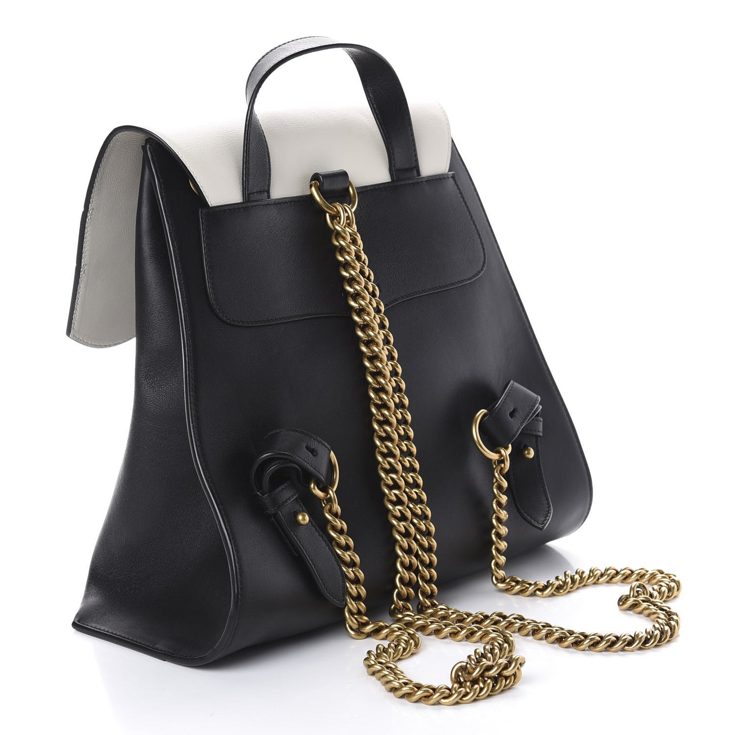 Calfskin Malin Backpack White Black Gold
