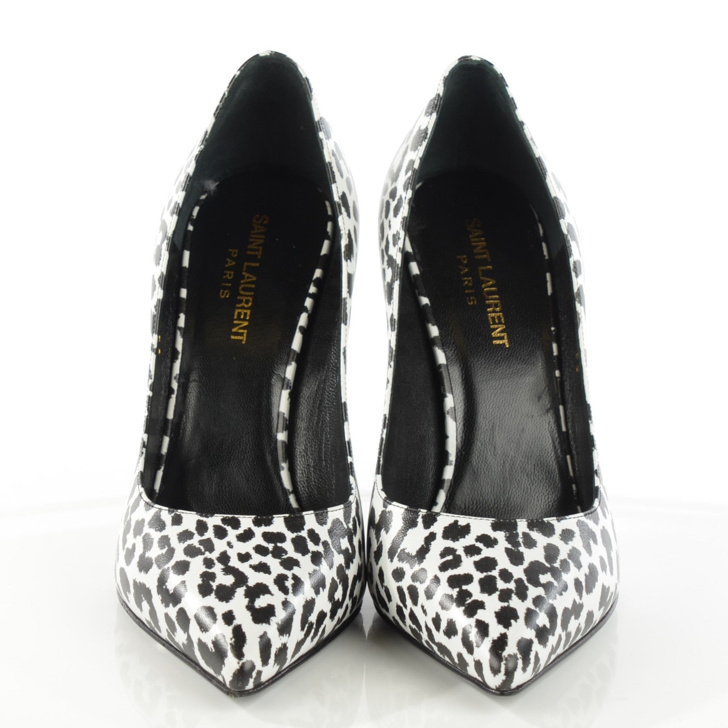Saint Laurent Soft Calfskin Baby Cat Paris 105 Pumps 38 Bianco Nero Black 2 of 8
