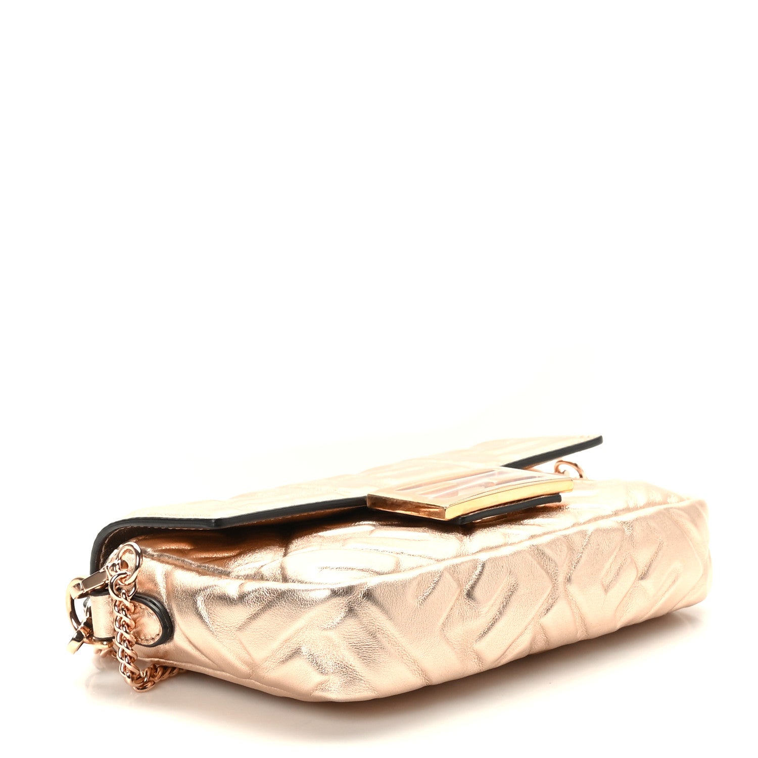 Fendi Vitello Laminato FF 1974 Embossed Mini Baguette Rame 4 of 8