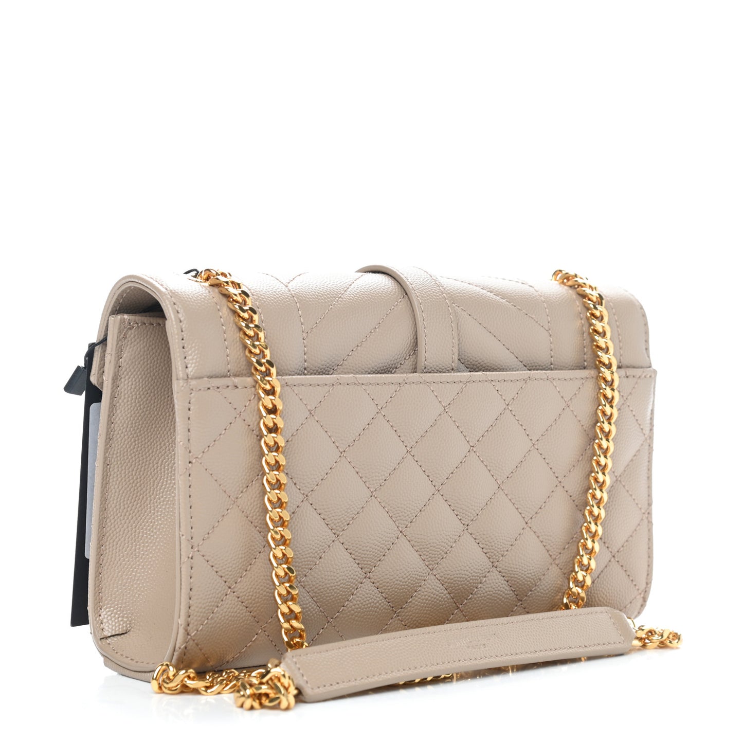 Grain De Poudre Textured Mixed Matelasse Triquilt Small Monogram Satchel Dark Beige