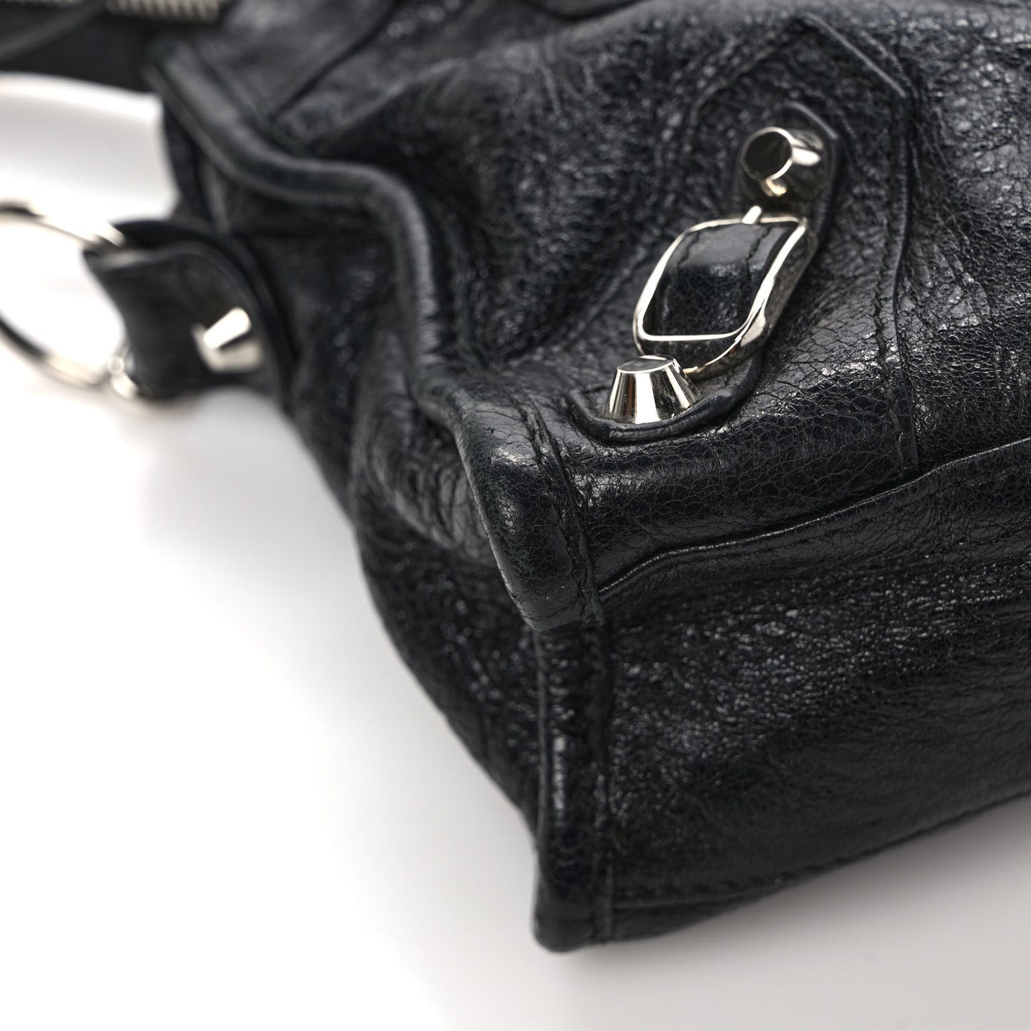 Agneau Classic Silver Hardware Mini City Logo Strap Black Pink