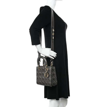 Christian Dior Lambskin Cannage Small My ABCDior Lady Dior Metallic Grey 2 of 20