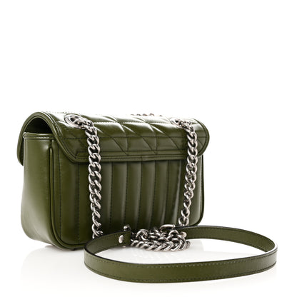 Gucci Calfskin Matelasse Aria Mini GG Marmont Shoulder Bag Military Wood 3 of 10