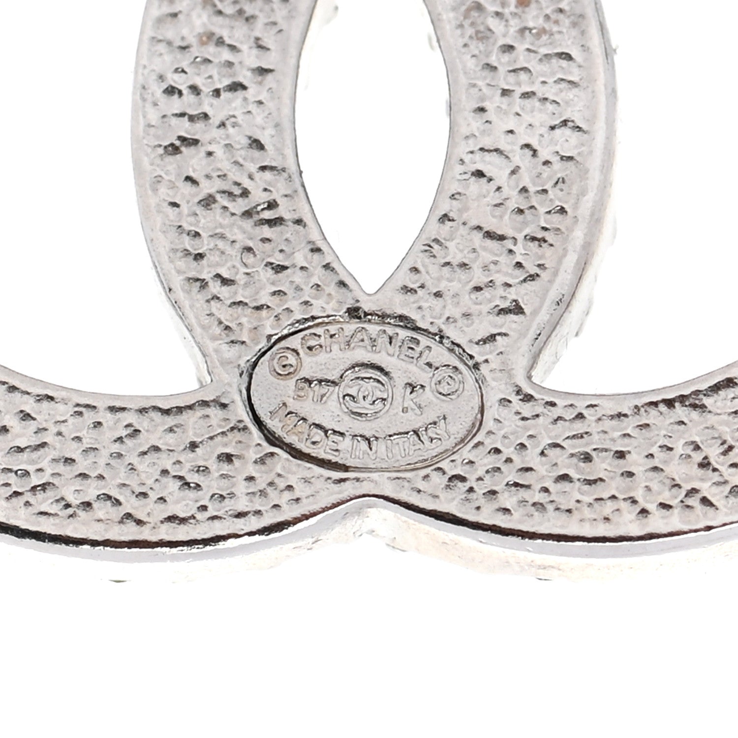 Chanel Crystal Timeless CC Earrings Silver 4 of 4